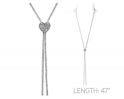 Silver Clear Crystal Rope Heart Necklace