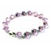 Pink Ice CZ Crystal Cabochon Silver Link Bracelet