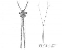 Silver Clear Crystal Rope Flower Necklace