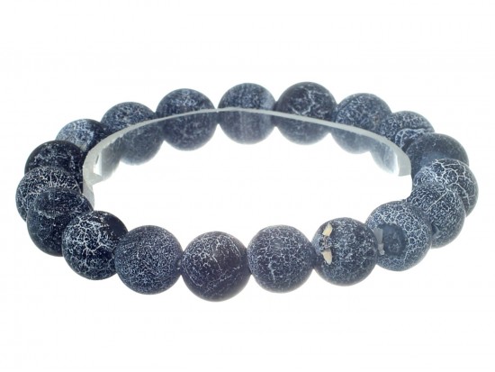 Black Natural 8mm Stone Bead Stretch Bracelet