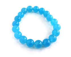 Light Blue Natural 10mm Stone Bead Stretch Bracelet