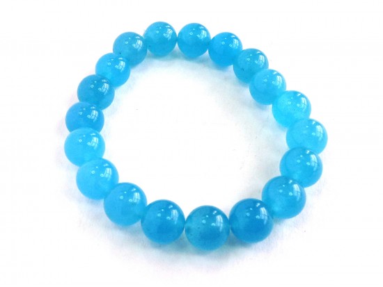 Light Blue Natural 10mm Stone Bead Stretch Bracelet Light Blue Natural 10mm Stone Bead Stretch Bracelet