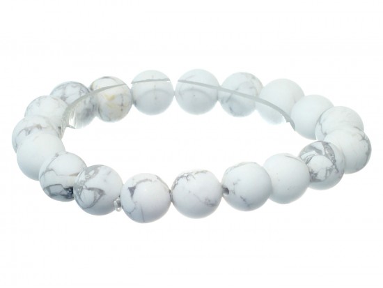 White Natural 8mm Stone Bead Stretch Bracelet