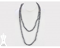 Black Natural 8mm Stone Bead 60 Necklace