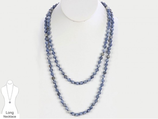 Montana Blue Natural 8mm Stone Bead 60 Necklace