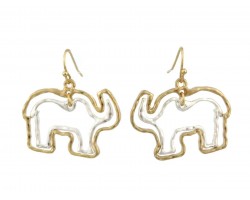 Gold Silver Elephant Outline Hook Earrings Gold Silver Elephant Outline Hook Earrings