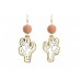 Cord Wrap Bead Cactus Outline Hook Earrings