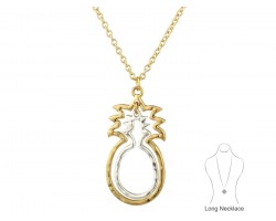 Gold Silver Pineapple Outline Chain Necklace