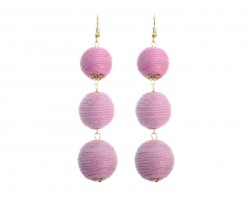 Light Pink Cord Wrap Ball Hook Earrings