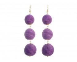 Light Purple Cord Wrap Ball Hook Earrings
