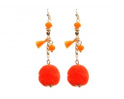 Orange Fur Pom Pom Tassel Earrings Orange Fur Pom Pom Tassel Earrings