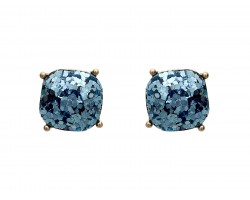 Aquamarine Glitter Gold Square Post Earrings Aquamarine Glitter Gold Square Post Earrings