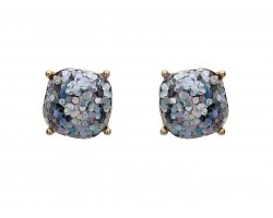 AB Glitter Gold Square Post Earrings