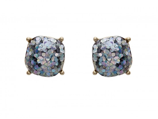 AB Glitter Gold Square Post Earrings