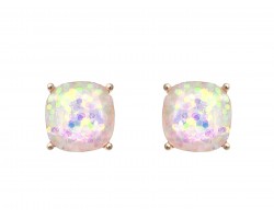 White AB Glitter Gold Square Post Earrings White AB Glitter Gold Square Post Earrings