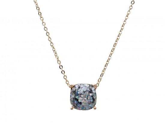 AB Glitter Gold Square Necklace