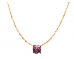 Fuchsia Glitter Gold Square Necklace