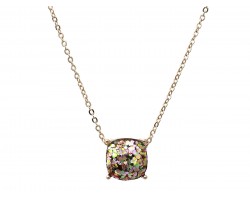 Viteral Glitter Gold Square Necklace