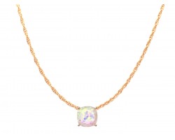 White AB Glitter Gold Square Necklace