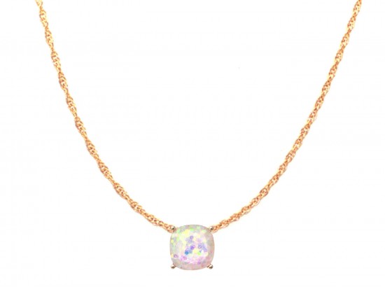 White AB Glitter Gold Square Necklace