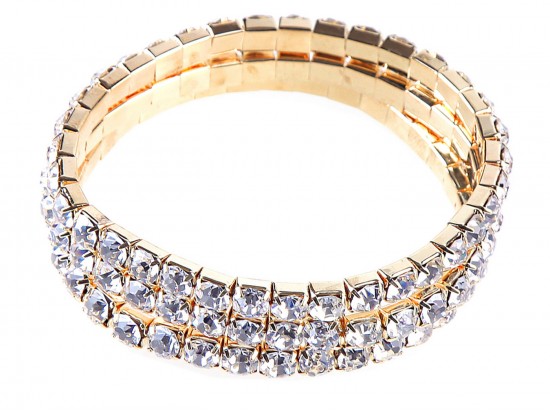 Gold Plate Clear 5mm 3-In-One Stretch Bracelet Set