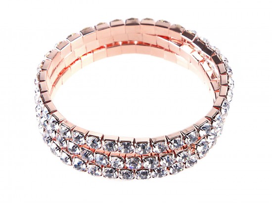 Rose Gold Clear 5mm 3-In-One Stretch Bracelet Set