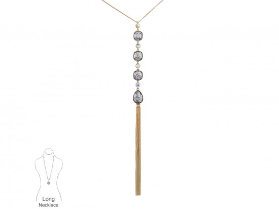 AB Glitter Inserts AB Crystals Chain Tassels Necklace