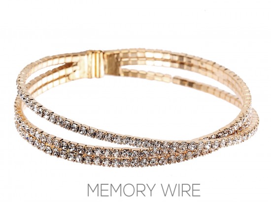 Gold Clear 2mm 3-Line Crystal Memory Bracelet Gold Clear 2mm 3-Line Crystal Memory Bracelet