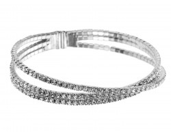 Silver Clear 2mm 3-Line Crystal Memory Bracelet