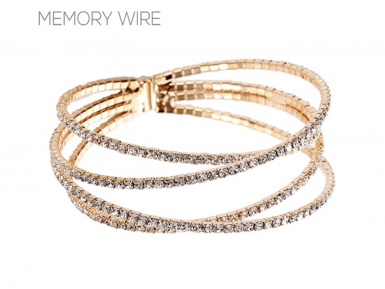 Gold Clear 4-Line Crystal Memory Bracelet