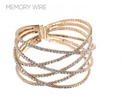Silver Clear Crystal Multi Lined Memory Bracelet