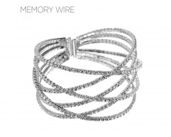 Silver Clear Crystal Multi Lined Memory Bracelet