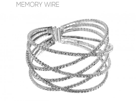 Silver Clear Crystal Multi Lined Memory Bracelet Silver Clear Crystal Multi Lined Memory Bracelet