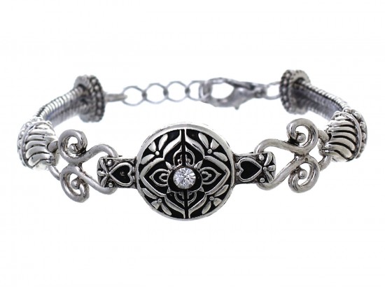 Silver Circle Filigree Rope Bracelet