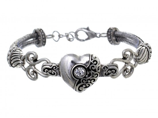 Silver Heart Filigree Rope Bracelet Silver Heart Filigree Rope Bracelet