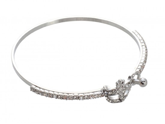 Silver Crystal Mardi Gras Mask Memory Wire Bracelet