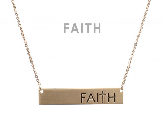 Gold Faith Bar Message Necklace Gold Faith Bar Message Necklace