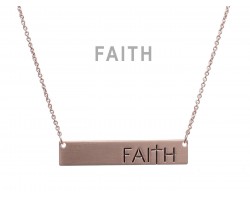 Rose Gold Faith Bar Message Necklace
