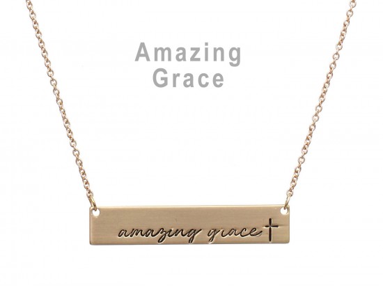 Gold Amazing Grace Bar Message Necklace Gold Amazing Grace Bar Message Necklace