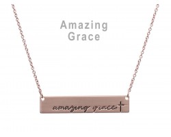 Rose Gold Amazing Grace Bar Message Necklace
