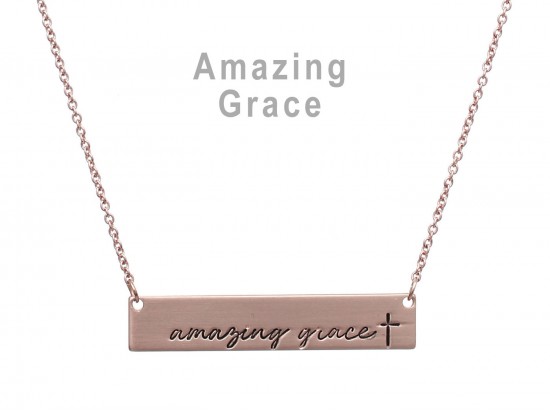 Rose Gold Amazing Grace Bar Message Necklace Rose Gold Amazing Grace Bar Message Necklace