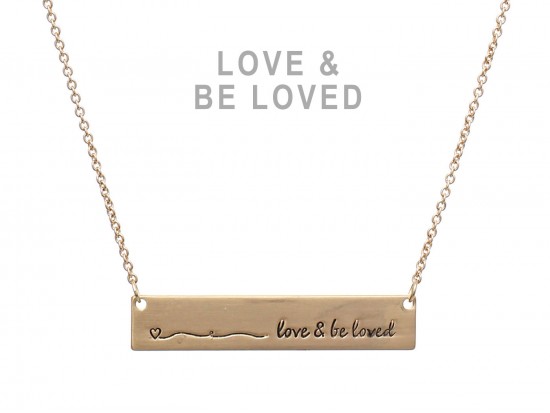 Gold Love & Be Loved Bar Message Necklace Gold Love & Be Loved Bar Message Necklace
