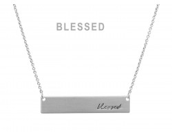 Silver Blessed Bar Message Necklace