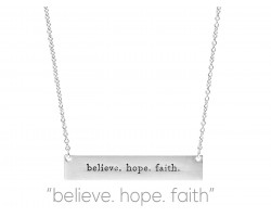Silver Believe Hope Faith Bar Message Necklace