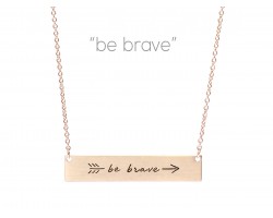 Gold Be Brave Arrow Bar Message Necklace