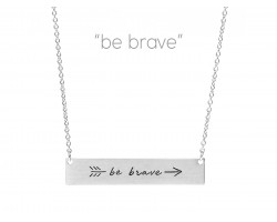 Silver Be Brave Arrow Bar Message Necklace