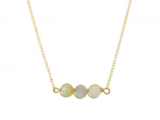 Green 3 Natural Stone Necklace