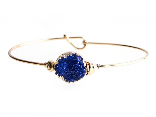 Blue Druzy Stone Wire Wrap Hook Bracelet Blue Druzy Stone Wire Wrap Hook Bracelet