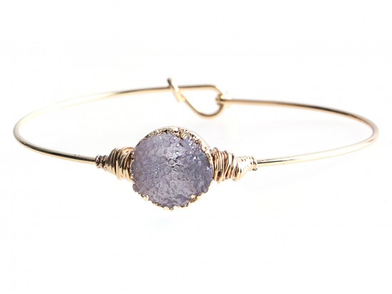 Gray Druzy Stone Wire Wrap Hook Bracelet Gray Druzy Stone Wire Wrap Hook Bracelet