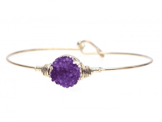 Purple Druzy Stone Wire Wrap Hook Bracelet Purple Druzy Stone Wire Wrap Hook Bracelet